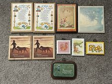 LOT 10 Vintage Hallmark Cards Wall Decor Art Plaques Wood 1969-1984 picture