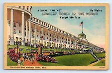 Mackinac Island Michigan Grand Hotel Longest Porch Linen Postcard c.1940 picture