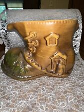 VINTAGE PLANTER WOMEN WHO LIVES IN A SHOE HOUSE MID CENTURY BOOT RETRO picture