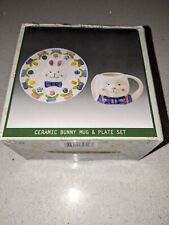 NEW Open Box - World Bazaars Ceramic Bunny Mug and Plate Set picture