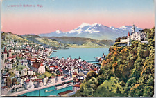 Lucern With Gutsch And Rigi Switzerland Lakes Alps Aerial View Vintage Postcard picture