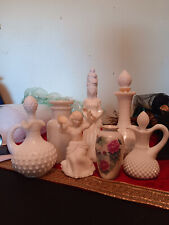 7 pc Vintage Avon White Milk Glass Decanters, Beautiful Nice Collection picture