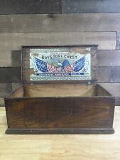 Antique Rare Children’s The Standard Boys Tool Chest Empty Wooden Box Price Bros picture