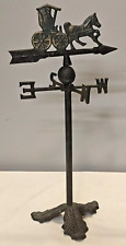VINTAGE CAST IRON HORSE & BUGGY TABLETOP WEATHERVANE picture