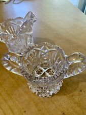 Vintage Ornate Cut Crystal Heavy Sugar And Creamer.  picture