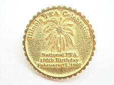 Illinois PTA National PTA Birthday Gold Tone Vintage Lapel Pin picture