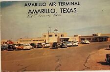 Amarillo Texas Airport Terminal Old Cars Texas TX VTG Chrome PC Postcard c1950 picture
