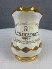 Vintage Handpainted 50th Anniversary Pitcher Etched Gold picture