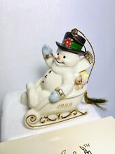 LENOX 1999 Annual SNOWMAN Ornament With BOX Sleigh Full of Smiles picture