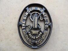 Original 1887 Antique SINGER MANFG. CO. Treadle Sewing Machine Logo Badge Emblem picture