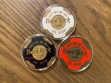 Lot of 3 Hard Rock Cafe PMSC Chips - White, Black, Red picture