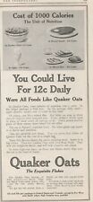 1918 Quaker Oats Rare Antique Print Ad  You Could Live For 12c Daily Quaker Oats picture