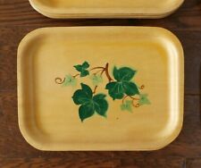 Vintage MCM SILVA Woodcroftery Hand Painted Teak Wood Serving Tray Sweden picture