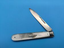 ANTIQUE ENGLISH STERLING SILVER FOLDING POCKET FRUIT KNIFE MOTHER OF PEARL picture