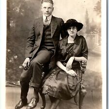 c1910s Cute Married Couple RPPC Real Photo Handsome Renslers Ohio Studio PC A122 picture