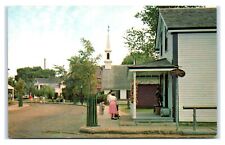 Postcard Mystic Seaport, Conn. CT General Store, Little Red School, Chapel E13 picture