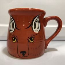 Fox Face White Ears Yellow Eyes Handled Orange Coffee Tea Large Mug Cup  picture