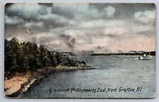 Mississippi River East from Grafton Illinois IL Steamer 1911 Postcard picture