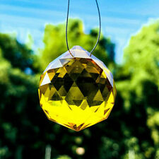 5PC 30MM Fengshui Yellow Prism Crystal Ball Suncatcher Glass Chandelier Pendant picture