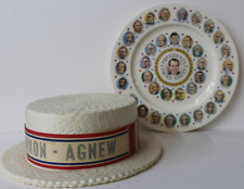 RARE Vintage Nixon/Agnew 1960's Styrofoam Campaign Hat, Presidential Plate Nixon picture