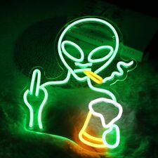Smoking Alien Neon Sign USB Dimmable For Man Cave Bar Night Club Pub Wall Decor picture