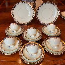 20 Pc Blyth Diamond English Tea Set for 6 - Hand Painted Antique Dinnerware picture
