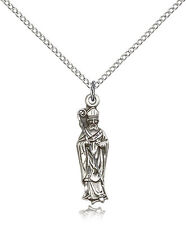Saint Patrick Medal Women Child 925 Sterling Silver Necklace 18 Chain 1 x 1/4 picture