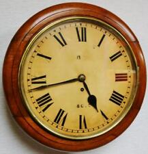 Quality Antique English 8 Day Fusee Oak British Railway Station Dial Wall Clock picture