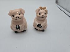Vintage Hand Painted Ceramic Sitting Pigs Salt and Pepper Shaker Set picture