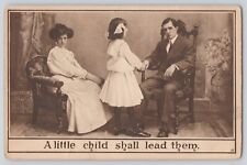 Postcard A Little Child Shall Lead Them Family Portrait Vintage Antique picture