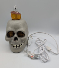 Vintage 1995 Gemmy Halloween Factory Skull Candle Flicker Plug-In Light Up picture