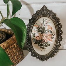 Vintage Floral Ornate Framed Wall Hanging | Padded Silk Floral | Made in Italy picture