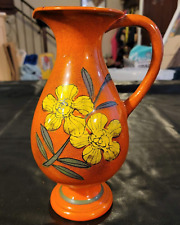 MCM Rosenthal Netter 12” Orange Yellow Daisy Pitcher Italy WOW picture