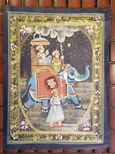 Vintage Indian Elephant & Howdah Mughal Raj Style Hand Painted Batik 9