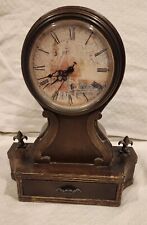 Vintage Wooden Mantle Clock with Storage Drawer Battery Operated  picture