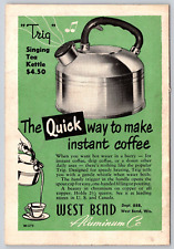 1950 PRINT AD West Bend  Aluminum Co Trig Singing Tea Kettle Quick Way Instant picture