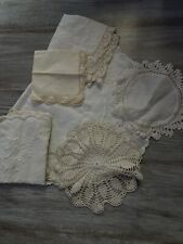 Vintage Shabby Chic Set Of 6 Handmade Crochet & Embroidered picture