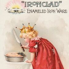 Ironclad Enameled Iron Girl & Pie J.A. Walker York PA 1890s Victorian Trade Card picture