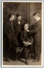 Antique RPPC Real Photo Postcard Dapper Young Gentlemen Studio Suits Ties Gay in picture