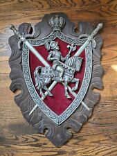 Vintage Coat of Arms Medieval Crest Wall Plaque Swords Knight Shield picture