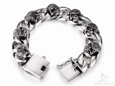 Oxidized 925 Sterling Silver Skulls with Large Loops Chain Bracelet picture