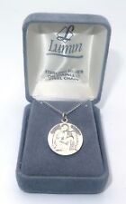 NIB Sterling Silver 925 Lumin Saint Cecile Medal Christian Pendant Necklace Box picture