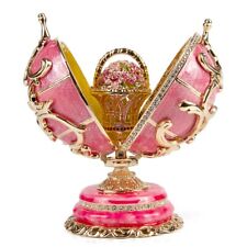 Double Floral Basket Faberge Egg Replica Jewelry Box - Pink Easter Egg Фаберже picture