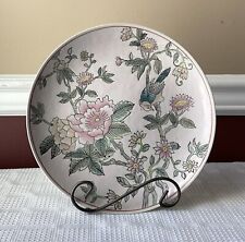 VTG Jingdezhen Chinese Porcelain Plate, Pink Floral With Bird, 10 1/8