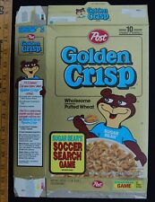 [ 1992 Post GOLDEN CRISP - Vintage Cereal Box - Soccer Search / Sugar Bear ] picture
