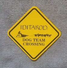 Iditarod Dog Team Crossing Caution Sign Refrigerator Magnet  picture