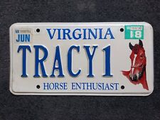 2018 Virginia Horse Enthusiast TRACY1 Personalized Vanity License Plate picture