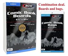 100 BCW Current / Modern Comic Book Bags Sleeves + Acid Free Back Boards New picture