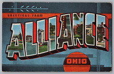 Postcard Greetings From Alliance, Ohio, Large Letter picture