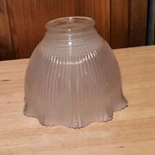 Vintage Holophane Frosted Glass Lamp Shade Ribbed Ruffled 2 1/8